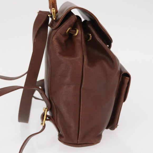 GUCCI Bamboo Backpack Leather Brown Gold 003 3444 0030 Auth ep12390