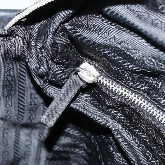 PRADA Shoulder Bag Nylon Silver Black Auth ep12391