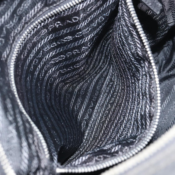 PRADA Shoulder Bag Nylon Silver Black Auth ep12391