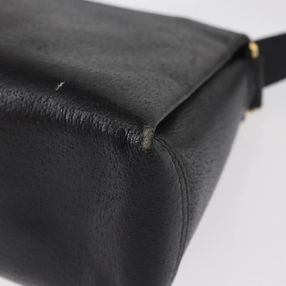 GUCCI Shoulder Bag Leather Black Gold Auth ep12393