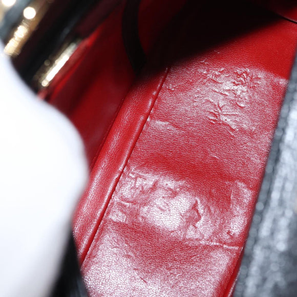 GUCCI Shoulder Bag Leather Black Gold Auth ep12393