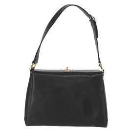 GUCCI Shoulder Bag Leather Black Gold Auth ep12393 - 0