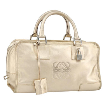 LOEWE Anagram Americana 28 Hand Bag Leather Gold Tone Auth ep12399