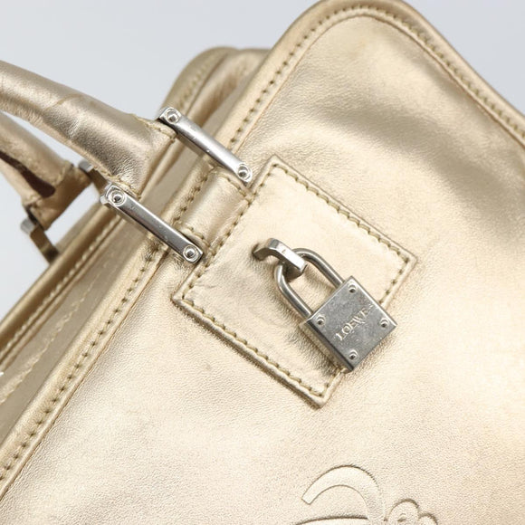 LOEWE Anagram Americana 28 Hand Bag Leather Gold Tone Auth ep12399