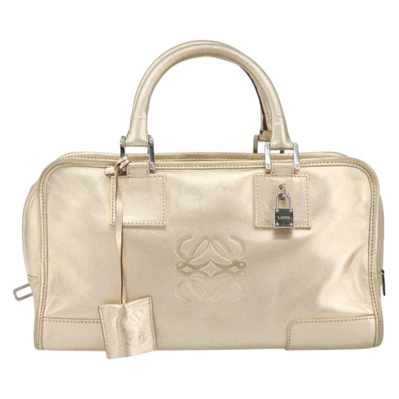 LOEWE Anagram Americana 28 Hand Bag Leather Gold Tone Auth ep12399
