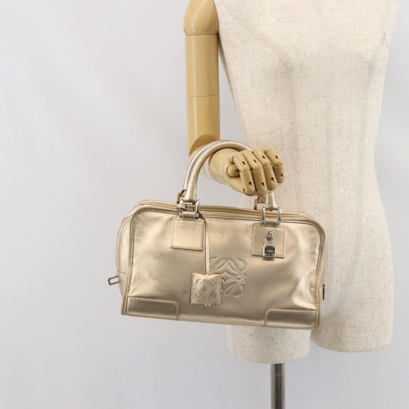 LOEWE Anagram Americana 28 Hand Bag Leather Gold Tone Auth ep12399