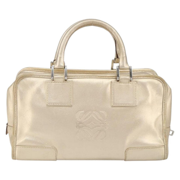 LOEWE Anagram Americana 28 Hand Bag Leather Gold Tone Auth ep12399