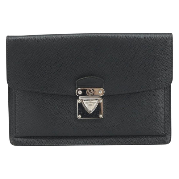 LOUIS VUITTON Taiga Belair Clutch Bag Ardoise M32592 LV Auth ep12406