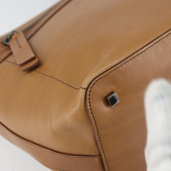 GUCCI Hand Bag Leather Outlet Brown Silver Auth ep12410