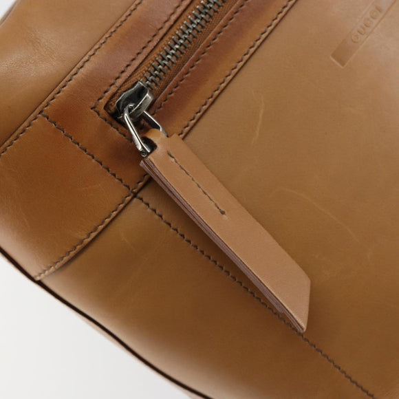 GUCCI Hand Bag Leather Outlet Brown Silver Auth ep12410