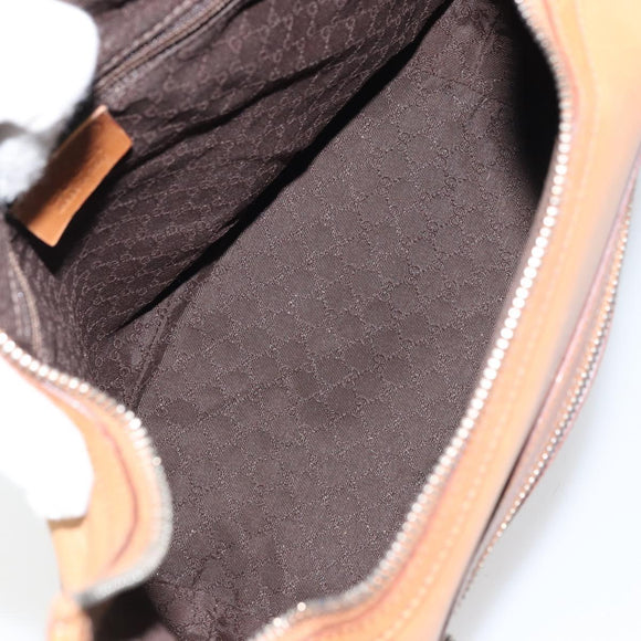 GUCCI Hand Bag Leather Outlet Brown Silver Auth ep12410