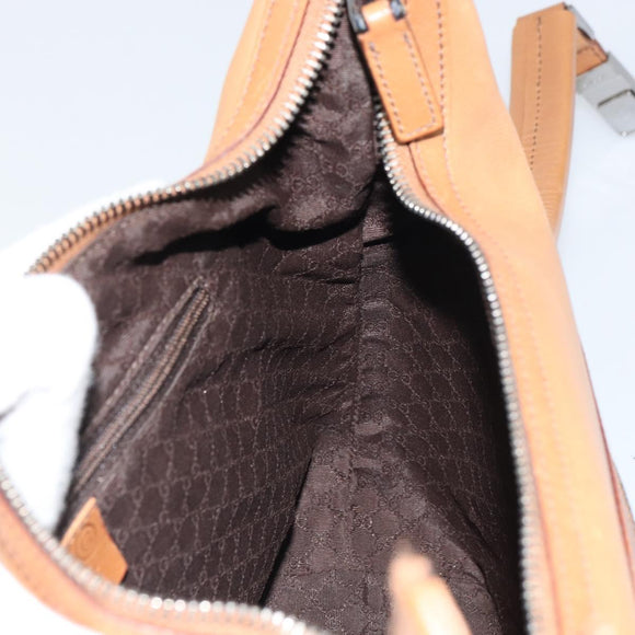 GUCCI Hand Bag Leather Outlet Brown Silver Auth ep12410