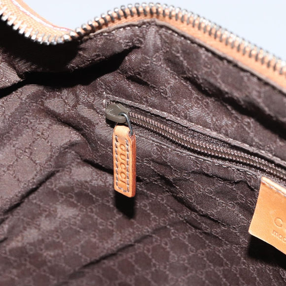 GUCCI Hand Bag Leather Outlet Brown Silver Auth ep12410