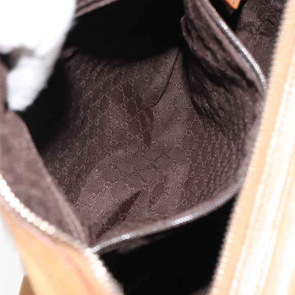 GUCCI Hand Bag Leather Outlet Brown Silver Auth ep12410