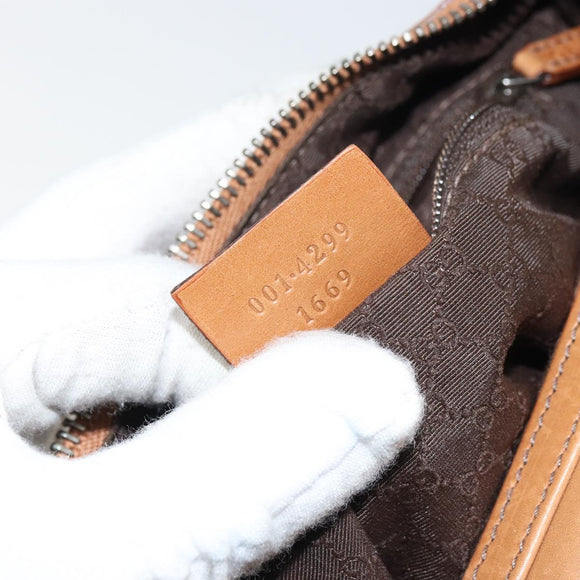GUCCI Hand Bag Leather Outlet Brown Silver Auth ep12410