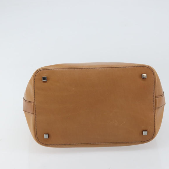 GUCCI Hand Bag Leather Outlet Brown Silver Auth ep12410