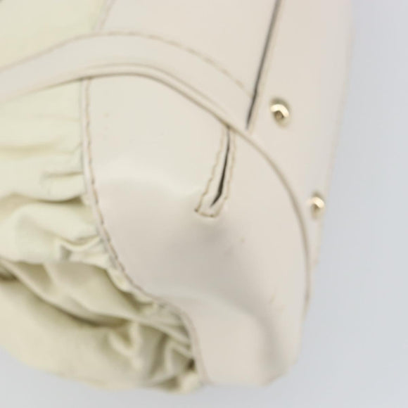 GUCCI Hand Bag Leather White Gold 189883 Auth ep12414