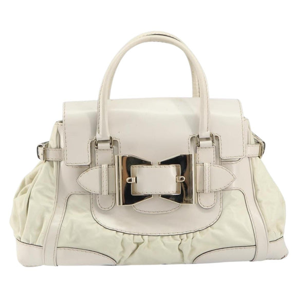GUCCI Hand Bag Leather White Gold 189883 Auth ep12414