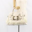 GUCCI Hand Bag Leather White Gold 189883 Auth ep12414-23