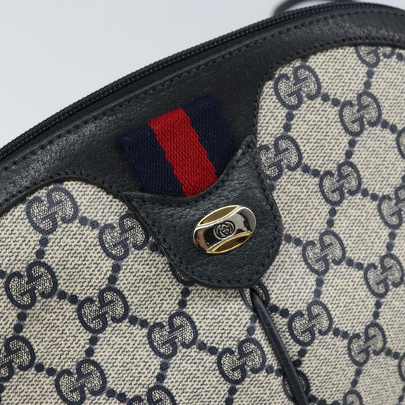 GUCCI GG Supreme Sherry Line Bag PVC Navy Gold Red 904 02 047 Auth ep12415