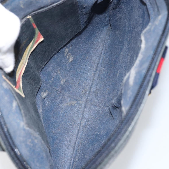 GUCCI GG Supreme Sherry Line Bag PVC Navy Gold Red 904 02 047 Auth ep12415