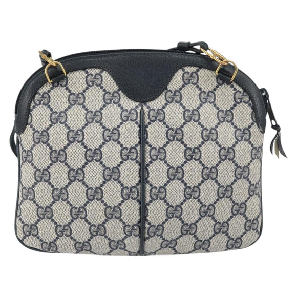 GUCCI GG Supreme Sherry Line Bag PVC Navy Gold Red 904 02 047 Auth ep12415