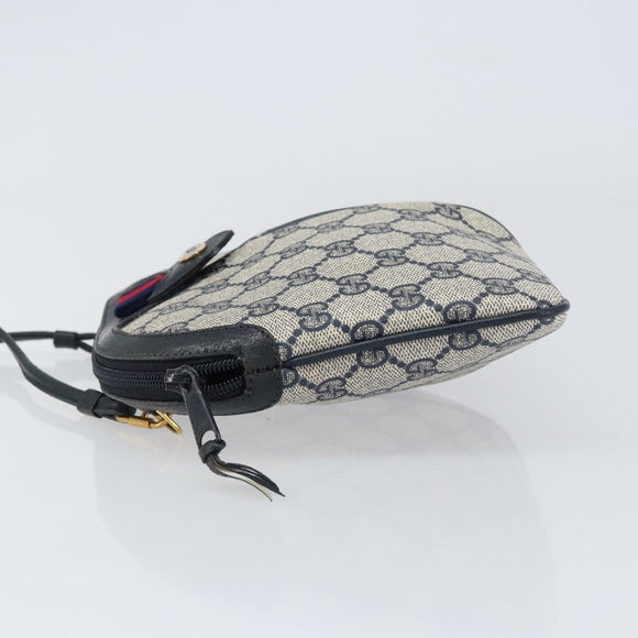 GUCCI GG Supreme Sherry Line Bag PVC Navy Gold Red 904 02 047 Auth ep12415