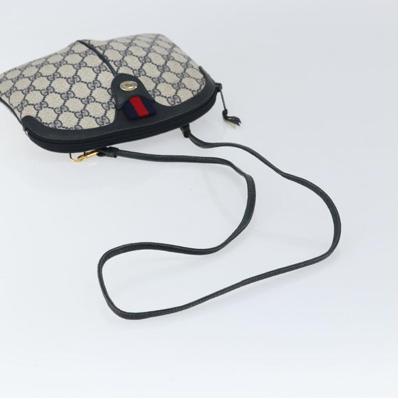 GUCCI GG Supreme Sherry Line Bag PVC Navy Gold Red 904 02 047 Auth ep12415