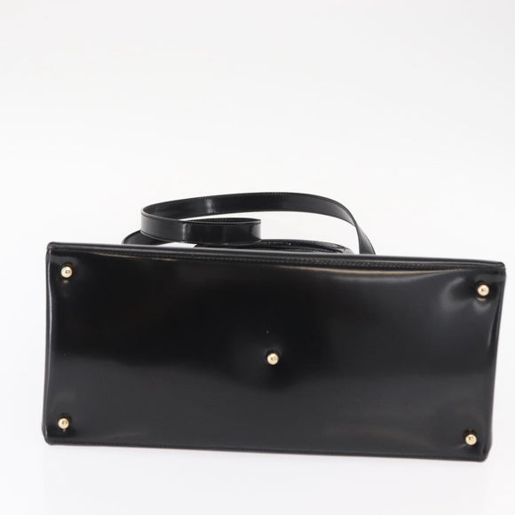 GUCCI Hand Bag Enamel 2way Black Gold 000 1669 0503 Auth ep12427