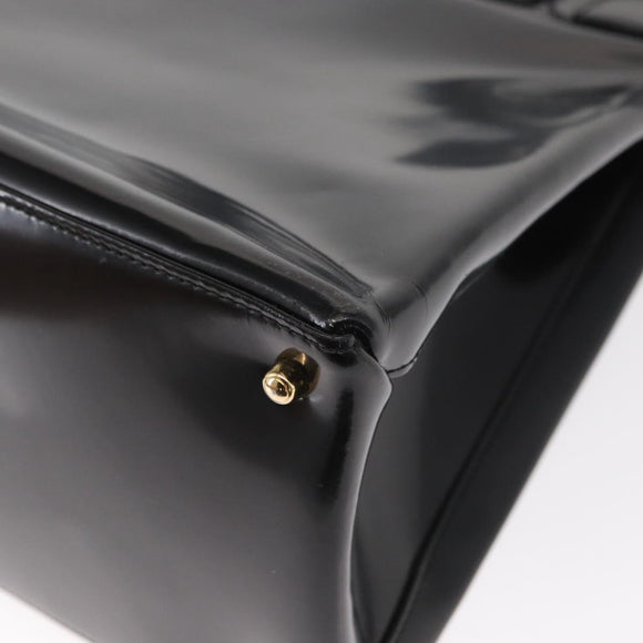 GUCCI Hand Bag Enamel 2way Black Gold 000 1669 0503 Auth ep12427
