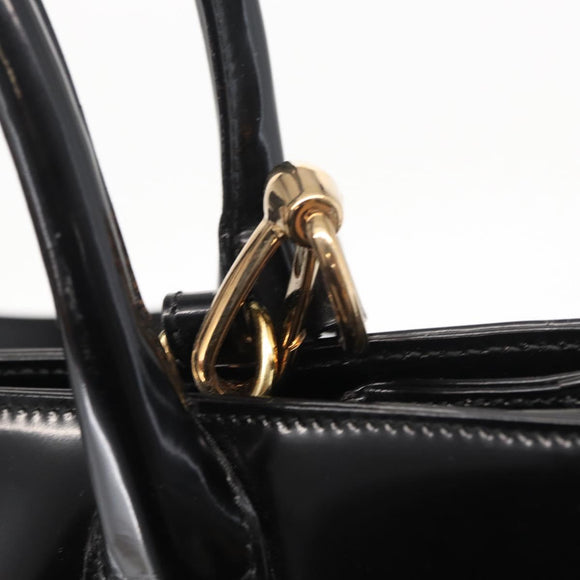 GUCCI Hand Bag Enamel 2way Black Gold 000 1669 0503 Auth ep12427