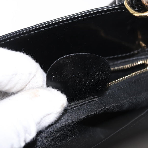 GUCCI Hand Bag Enamel 2way Black Gold 000 1669 0503 Auth ep12427