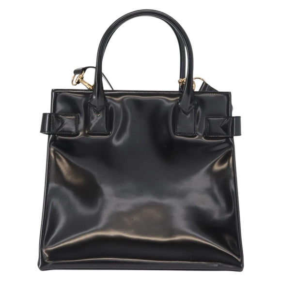 GUCCI Hand Bag Enamel 2way Black Gold 000 1669 0503 Auth ep12427