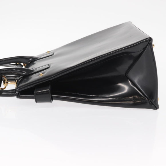GUCCI Hand Bag Enamel 2way Black Gold 000 1669 0503 Auth ep12427