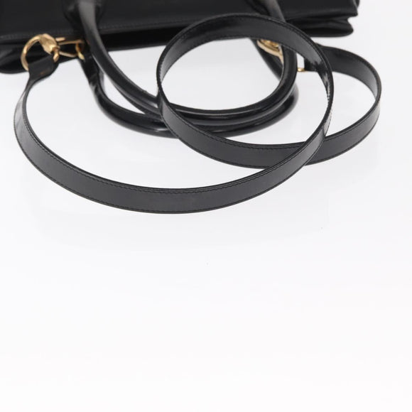 GUCCI Hand Bag Enamel 2way Black Gold 000 1669 0503 Auth ep12427