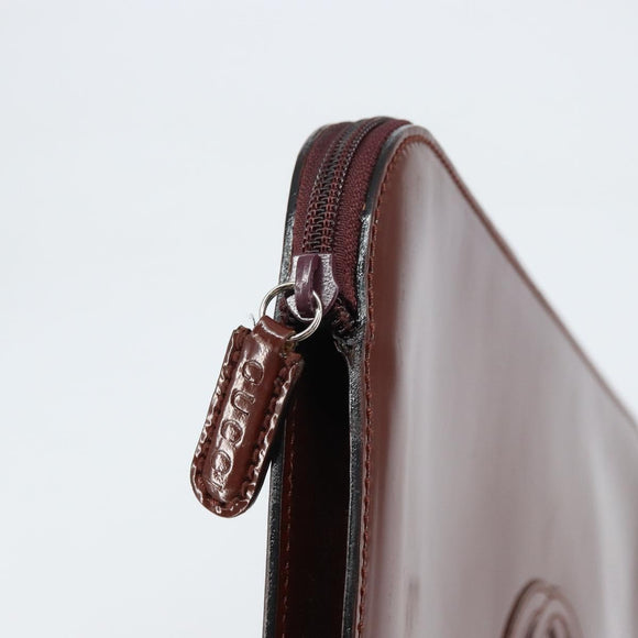 GUCCI Clutch Bag Enamel Brown Auth ep12432