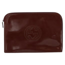 GUCCI Clutch Bag Enamel Brown Auth ep12432-13