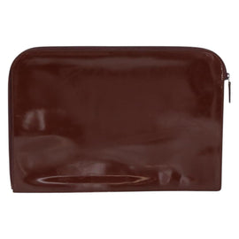 GUCCI Clutch Bag Enamel Brown Auth ep12432 - 0