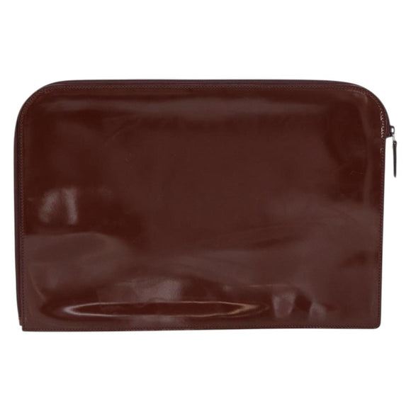 GUCCI Clutch Bag Enamel Brown Auth ep12432