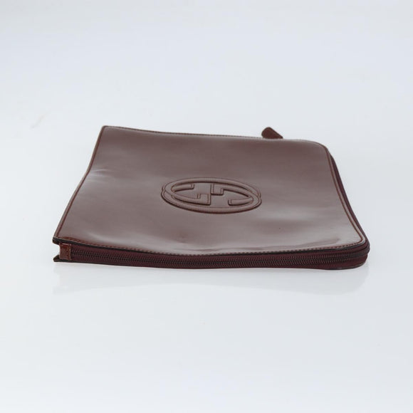 GUCCI Clutch Bag Enamel Brown Auth ep12432