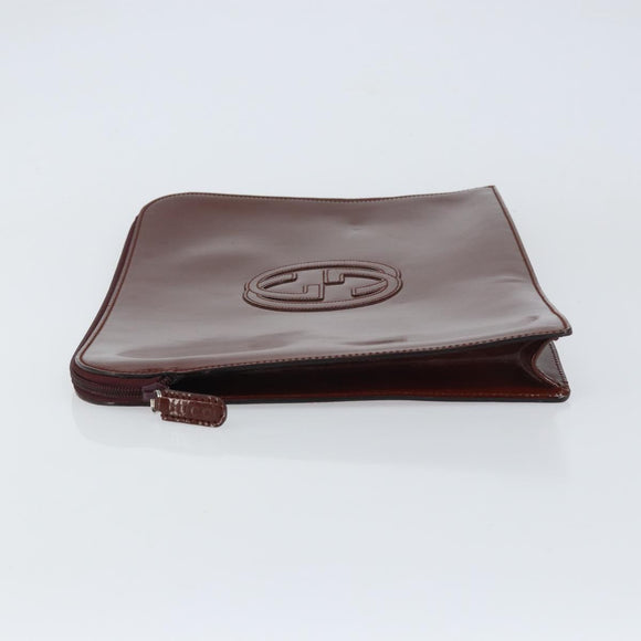 GUCCI Clutch Bag Enamel Brown Auth ep12432