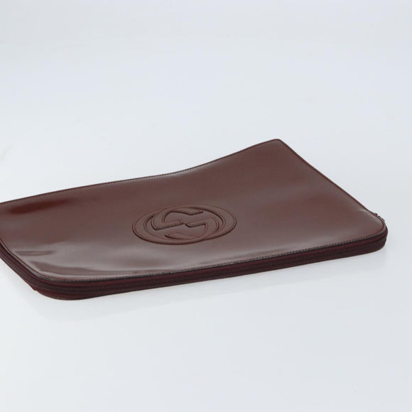 GUCCI Clutch Bag Enamel Brown Auth ep12432