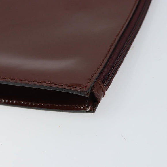 GUCCI Clutch Bag Enamel Brown Auth ep12432