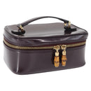 GUCCI Vanity Hand Bag Enamel Purple Gold 032 1956 0151 Auth ep12433-1