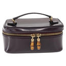 GUCCI Vanity Hand Bag Enamel Purple Gold 032 1956 0151 Auth ep12433-13