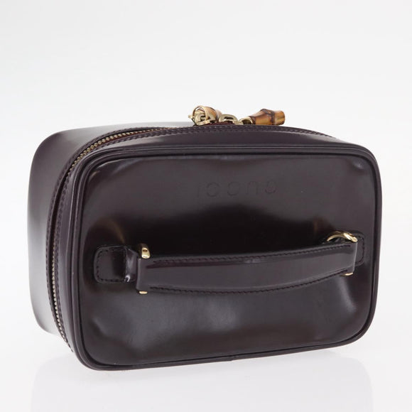GUCCI Vanity Hand Bag Enamel Purple Gold 032 1956 0151 Auth ep12433