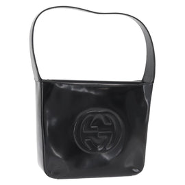 GUCCI Shoulder Bag Enamel Black Auth ep12438
