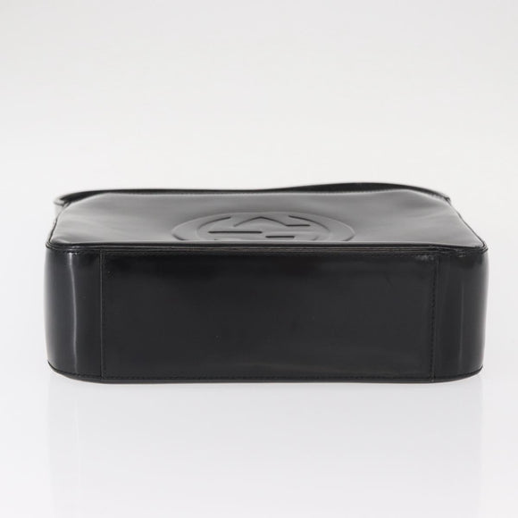 GUCCI Shoulder Bag Enamel Black Auth ep12438