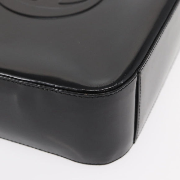 GUCCI Shoulder Bag Enamel Black Auth ep12438