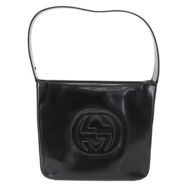 GUCCI Shoulder Bag Enamel Black Auth ep12438 - 0